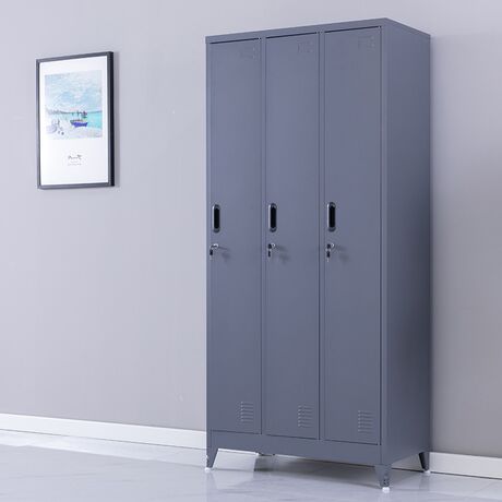 STEELEN Μεταλλική Ντουλάπα - Φοριαμός (Locker) 90x45x195cm 3φυλλη 51kg με Ρυθμιζόμενα Πόδια 9 Αποθηκευτικών Χώρων Πάχος 0.4mm Ανθρακί Ματ