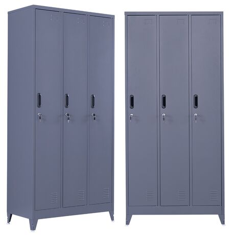 STEELEN Μεταλλική Ντουλάπα - Φοριαμός (Locker) 90x45x195cm 3φυλλη 51kg με Ρυθμιζόμενα Πόδια 9 Αποθηκευτικών Χώρων Πάχος 0.4mm Ανθρακί Ματ