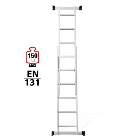 VESTA Σκαλωσιά-Σκάλα Αλουμινίου 2x6 Αναπτυσσόμενη 2.76m Διπλή-Σχήμα ''Λ'' με Βάση Στηρίγματος και Πλατφόρμα Ξύλινη με Αντηρίδες Ασφαλείας 15.2kg