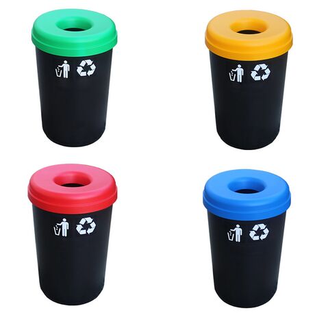Κάδος Ανακύκλωσης 60lt Ø41x62.5cm 1.91kg Πλαστικός με Άνοιγμα Ø14cm στο Καπάκι Μαύρο-Πράσινο Ελλάδας