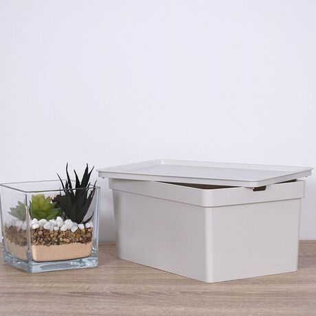 VIOMES Ελλάδας Κουτί Αποθήκευσης 28x18.5x13.5cm Πλαστικό 5lt Βάρος 0.25kg Γκρι/Μπεζ Nova