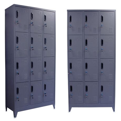 STEELEN Μεταλλική Ντουλάπα - Φοριαμός (Locker) 90x40x195cm 12 Θέσεων με Ρυθμιζόμενα Πόδια 42kg Πάχος 0.4mm Ανθρακί Ματ