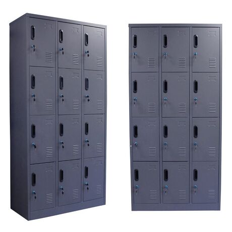 STEELEN Μεταλλική Ντουλάπα - Φοριαμός (Locker) ΧΩΡΙΣ ΠΟΔΙΑ 90x40x185cm 12 Θέσεων Χωρίς Πόδια 42kg Πάχος 0.4mm Ανθρακί Ματ