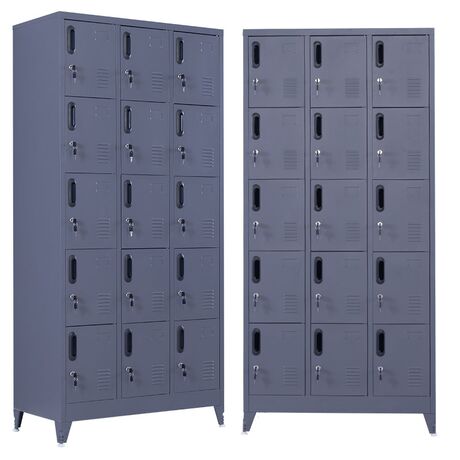 STEELEN Μεταλλική Ντουλάπα - Φοριαμός (Locker) 90x45x190cm 15 Ντουλάπια Πάχος 0.4mm με Ρυθμιζόμενα Πόδια 54kg Ανθρακί Ματ