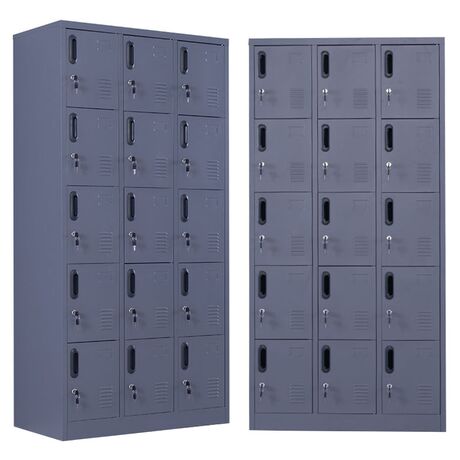 STEELEN Μεταλλική Ντουλάπα - Φοριαμός (Locker) 90x45x180cm 15 Ντουλάπια Πάχος 0.4mm ΧΩΡΙΣ ΠΟΔΙΑ 54kg Ανθρακί Ματ