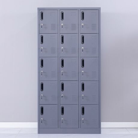 STEELEN Μεταλλική Ντουλάπα - Φοριαμός (Locker) 90x45x180cm 15 Ντουλάπια Πάχος 0.4mm ΧΩΡΙΣ ΠΟΔΙΑ 54kg Ανθρακί Ματ