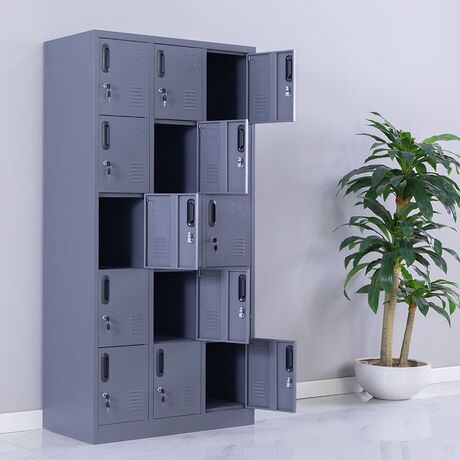 STEELEN Μεταλλική Ντουλάπα - Φοριαμός (Locker) 90x45x180cm 15 Ντουλάπια Πάχος 0.4mm ΧΩΡΙΣ ΠΟΔΙΑ 54kg Ανθρακί Ματ