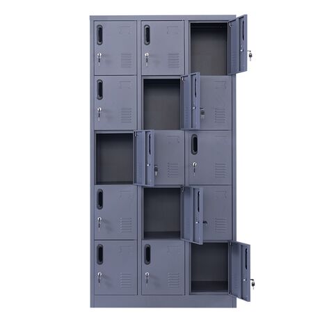 STEELEN Μεταλλική Ντουλάπα - Φοριαμός (Locker) 90x45x180cm 15 Ντουλάπια Πάχος 0.4mm ΧΩΡΙΣ ΠΟΔΙΑ 54kg Ανθρακί Ματ