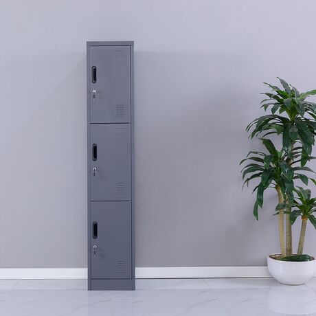 STEELEN Μεταλλική Ντουλάπα - Φοριαμός (Locker) 38x45x180cm ΧΩΡΙΣ ΠΟΔΙΑ 3 Αποθηκευτικοί Χώροι 22kg Πάχος 0.4mm Χωρίς Πόδια Ανθρακί Ματ