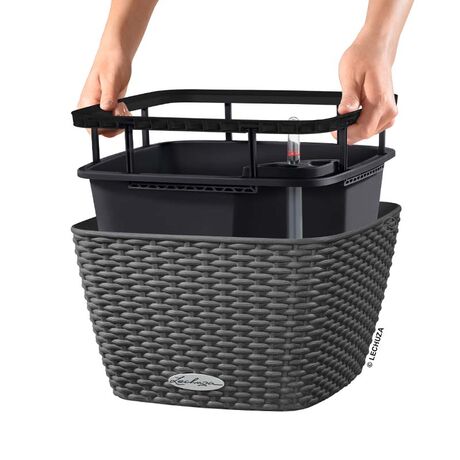 LECHUZA Bacino Cottage 30 Επιδαπέδια Γλάστρα 30x30x18cm Αυτοποτιζόμενη με Δοχείο Φύτευσης Ανθρακί Γερμανίας