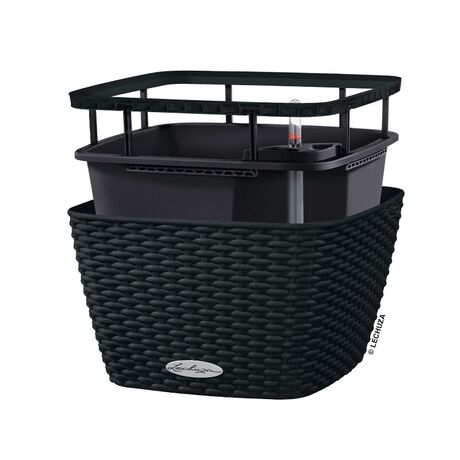 LECHUZA Bacino Cottage 30 Επιδαπέδια Γλάστρα 30x30x18cm Αυτοποτιζόμενη με Δοχείο Φύτευσης Μαύρο του Γραφίτη Γερμανίας