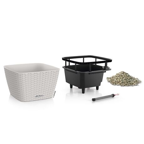 LECHUZA Bacino Cottage 30 Επιδαπέδια Γλάστρα 30x30x18cm Αυτοποτιζόμενη με Δοχείο Φύτευσης Light Grey Γερμανίας