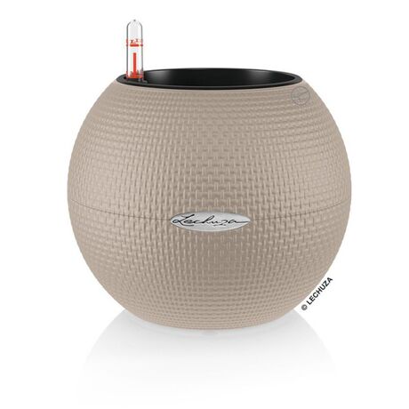 LECHUZA Puro 50 Επιδαπέδια Γλάστρα Ø49x41.5cm Σφαιρική Αυτοποτιζόμενη με Δοχείο Φύτευσης 13lt Sand Brown RedDot Award 2014