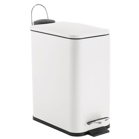 VESTA Κάδος Μπάνιου 5lt Ορθογώνιος με Πεντάλ Soft Close 29x14x30cm Καπάκι Slim Μεταλλικός Matte Λευκός