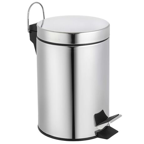 VESTA Κάδος Μπάνιου 7lt με Πεντάλ Ø20.5x32.5cm Ανοξείδωτο Ατσάλι (ΙΝΟΧ) Γυαλιστερό Ασημί