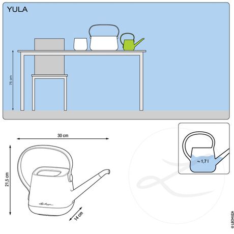 LECHUZA YULA Ποτιστήρι 30x14x21.5cm 1.7lt Πλαστικό Λευκό-Γκρι Γερμανίας