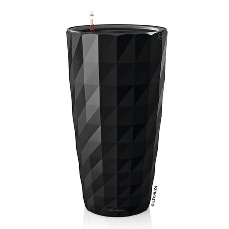 LECHUZA DIAMANTE 40 PREMIUM Ø40x75cm Αυτοποτιζόμενη με Δοχείο Φύτευσης Μαύρη High Gloss Γερμανίας