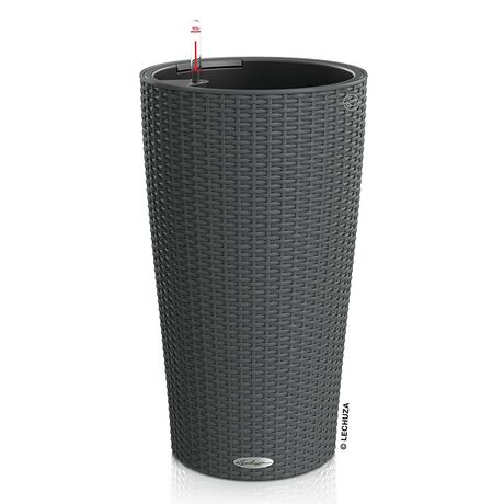 LECHUZA CILINDRO COTTAGE 23 Επιδαπέδια Γλάστρα Ø23x41cm Αυτοποτιζόμενη με Δοχείο Φύτευσης Ανθρακί Γερμανίας