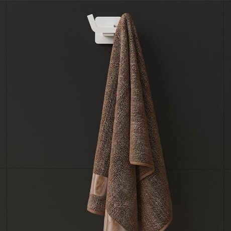 TEKNO-TEL Άγκιστρο-Κρεμάστρα 2 Θέσεων Μπάνιου 8x6x5cm Αλουμινίου Επιτοίχια με Βίδες Λευκή Matte