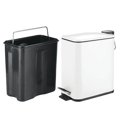 VESTA Κάδος Μπάνιου 5lt Ορθογώνιος με Πεντάλ Soft Close 29x14x30cm Καπάκι Slim Μεταλλικός Matte Λευκός