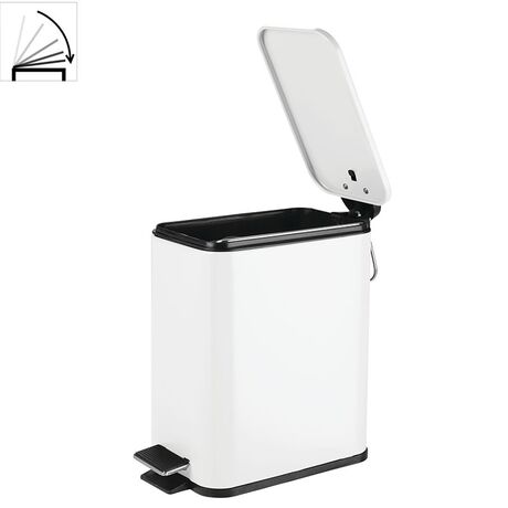 VESTA Κάδος Μπάνιου 5lt Ορθογώνιος με Πεντάλ Soft Close 29x14x30cm Καπάκι Slim Μεταλλικός Matte Λευκός