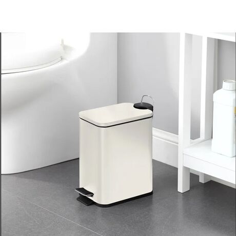 VESTA Κάδος Μπάνιου 5lt Ορθογώνιος με Πεντάλ Soft Close 29x14x30cm Καπάκι Slim Μεταλλικός Matte Λευκός