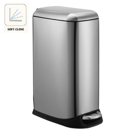 VESTA Κάδος Απορριμμάτων 20lt SOFT CLOSE 23.5x40x56cm με Πεντάλ και Εσωτερικό Κάδο 3.55kg INOX Μatte