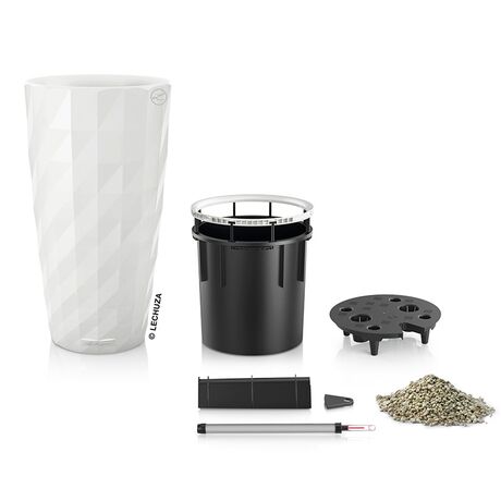 LECHUZA DIAMANTE 40 PREMIUM Ø40x75cm Αυτοποτιζόμενη με Δοχείο Φύτευσης Λευκή Matte Γερμανίας