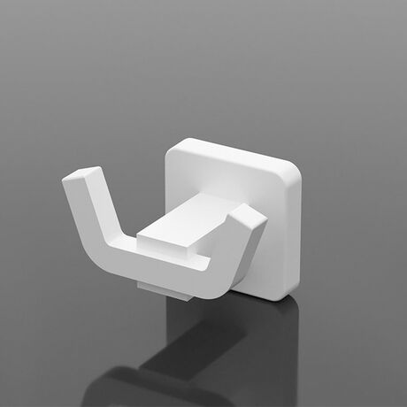 TEKNO-TEL Άγκιστρο-Κρεμάστρα 2 Θέσεων Μπάνιου 8x6x5cm Αλουμινίου Επιτοίχια με Βίδες Λευκή Matte