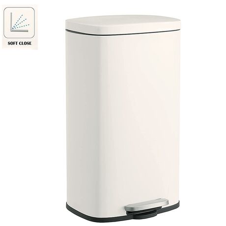 VESTA Κάδος Απορριμμάτων 30lt SOFT CLOSE 35x28x63.5cm με Πεντάλ και Εσωτερικό Κάδο 4.65kg Μεταλλικός Λευκός