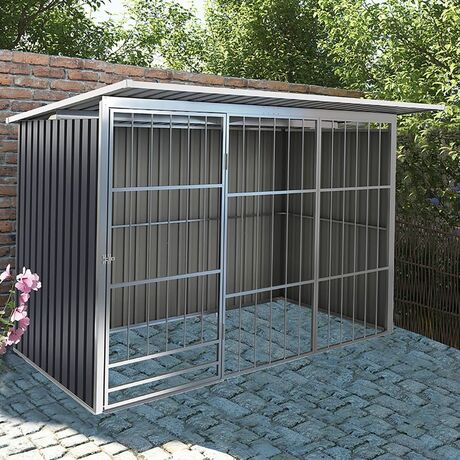 STEELEN Μεταλλικό Κλουβί-Περίφραξη Σκύλων/Ζώων 260x160x180cm (9'x5.5') 4.16m² Γαλβανιζέ KENNEL A