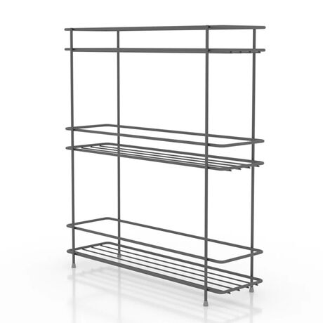 TEKNO-TEL Ραφιέρα Πάγκου Κουζίνας Στενή 32.5x8x37.5cm 3 Επιπέδων Επιχρωμιωμένο Ατσάλι Μαύρο Matte