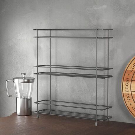 TEKNO-TEL Ραφιέρα Πάγκου Κουζίνας Στενή 32.5x8x37.5cm 3 Επιπέδων Επιχρωμιωμένο Ατσάλι Μαύρο Matte