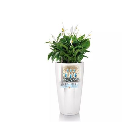 LECHUZA RONDO 32 Premium Επιδαπέδια Γλάστρα Ø32.5x56.5cm ΑΥΤΟΠΟΤΙΖΟΜΕΝΗ με Δοχείο Φύτευσης Λευκή Ματ Γερμανίας