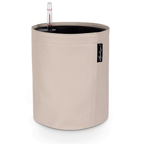 LECHUZA TRENDCOVER 23 Γλάστρα με Επιφάνεια Vegan Δέρμα Ø23x26.5cm Αυτοποτιζόμενη με Δοχείο Φύτευσης Κρεμ Γερμανίας