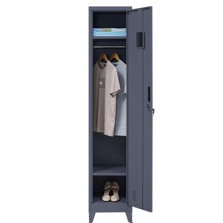 STEELEN Μεταλλική Ντουλάπα-Φοριαμός (Locker) 38x45x191cm Μονόφυλλη 23.5kg Πάχος 0.4mm Ανθρακί 2 Ράφια- 3 Αποθηκευτικοί Χώροι 4 Ρυθμιζόμενα Πόδια