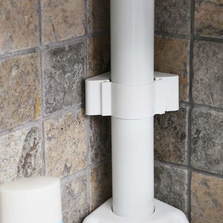 Εταζιέρα Μπάνιου 3όροφη Γωνία Μίνι 14x14x135-260cm Ρυθμιζόμενο Ύψος με 3 Ράφια Λευκή