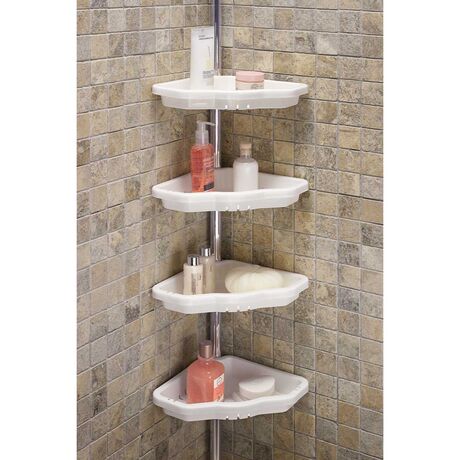 Εταζιέρα Μπάνιου 4όροφη Γωνία 25x25x135-260cm Ρυθμιζόμενο Ύψος με 4 Ράφια Λευκή