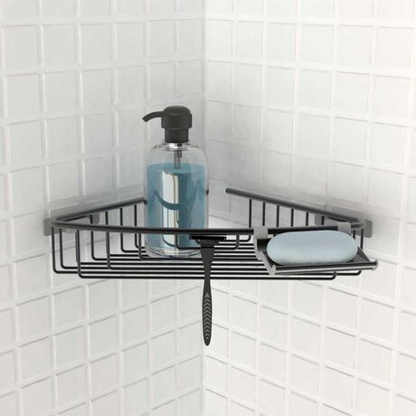 Ραφιέρα Μπάνιου Γωνιακή 35.5x21x7cm 0.38kg Αλουμίνιο Μαύρο