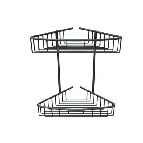 Ραφιέρα Μπάνιου Γωνιακή 2όροφη 35.5x21x35cm 0.83kg Αλουμίνιο Μαύρη