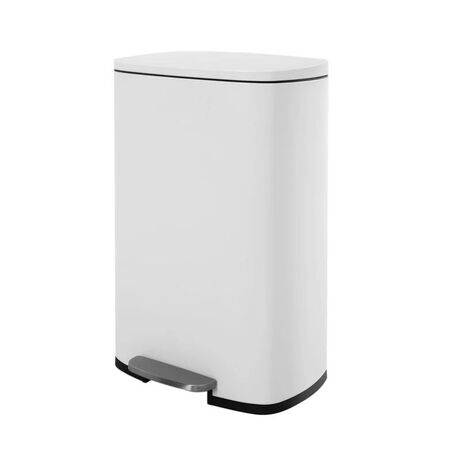 VESTA Κάδος Απορριμμάτων 50lt SOFT CLOSE 42.5x35x65cm με Πεντάλ και Εσωτερικό Κάδο 7.7kg INOX Λευκό