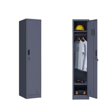 STEELEN Μεταλλική Ντουλάπα-Φοριαμός (Locker) 38x45x181cm Μονόφυλλη 23.5kg Πάχος 0.4mm Ανθρακί 2 Ράφια- 3 Αποθηκευτικοί Χώροι ΧΩΡΙΣ ΠΟΔΙΑ