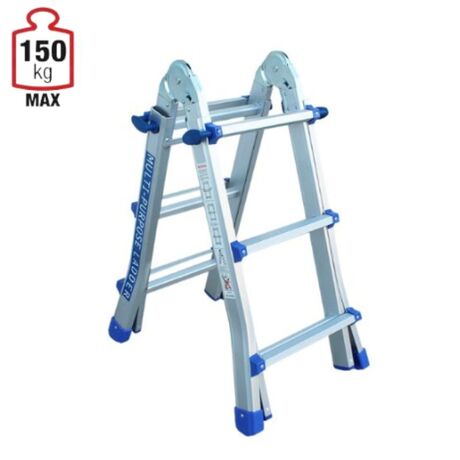 Σκάλα Αλουμινίου Επαγγελματική 4x3 Σκαλιά Μέγιστο Ύψος 287 εκατοστά Αντοχή 150kg Βάρος 9.4kg Πιστοποίηση EN131