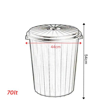 Kάδος Απορριμμάτων 70lt Ø44x54cm Πλαστικός με Καπάκι 1.3 Kg Κουζίνας-Επαγγελματικός Γκρι Μπεζ