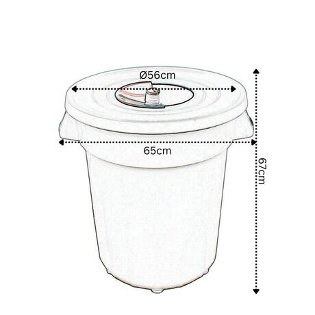 PLANET Κάδος Απορριμάτων 120lt Ø56x67cm Επαγγελματικός Πλαστικός με Καπάκι + Ημικυκλική Θυρίδα Απορριμάτων 3.75kg Μαύρο με Κίτρινη Θυρίδα