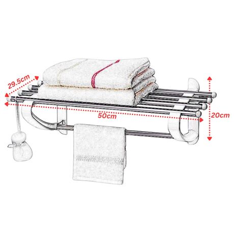 PRIMANOVA Ραφιέρα Μπάνιου για Πετσέτες 50x29.5x20cm Αλουμίνιο-Πλαστικό 0.58kg Λευκή