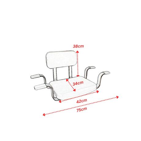 Κάθισμα-Σκαμπό Μπανιέρας με Πλάτη 75x41x38cm 2.4kg ΜΑΧ Αντοχή 130kg Αλουμίνιο-Πλαστικό Λευκό