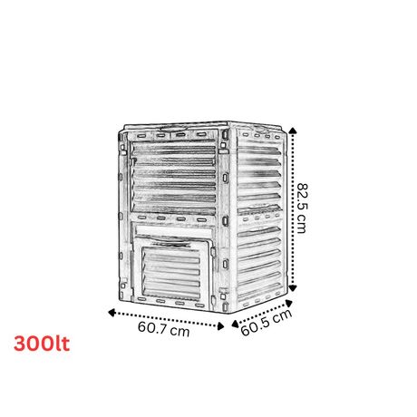 VESTA Κομποστοποιητής-Κάδος Κομποστοποίησης Κλειστού Τύπου 300lt Πλαστικός Κήπου 60.7x60.5x82.5cm Μαύρος BIO COMPOSTER