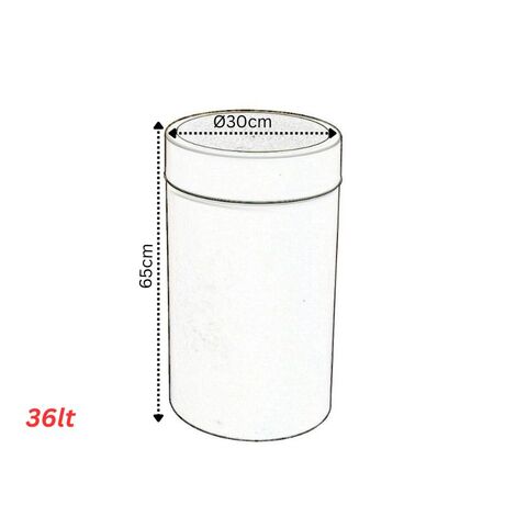 VIOMES Ελλάδας Κάδος Απορριμμάτων Πλαστικός 36lt  Ø30x65cm Πολυχρηστικός με Αιωρούμενο Καπάκι Λευκό-Πέτρα