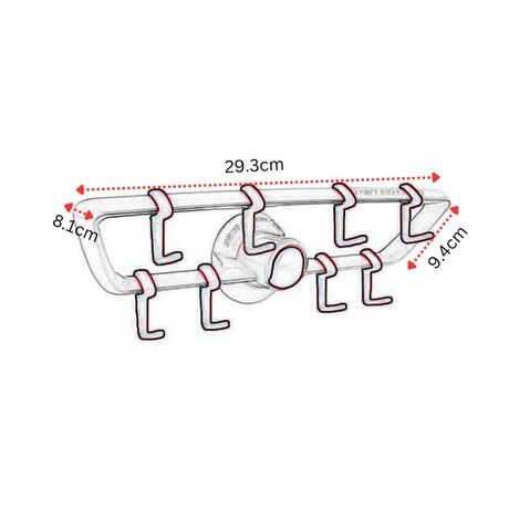 BAMA Ιταλίας Κρεμάστρα Κουζίνας με 8 γάντζους 29.3x8.1x9.4cm Πλαστική Επιτοίχια Λευκή-Καφέ